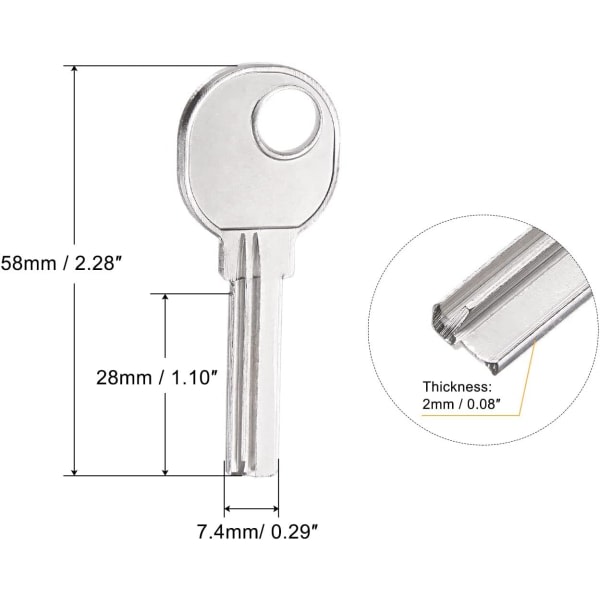 Avainkappaleet, 28 mm pituus 2 uraa Messinki Uusi liukumaton korvaava työkalu 10 kpl