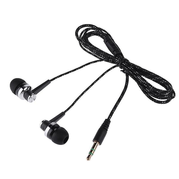 Snygg flätad linje stereomusik hörlurar för in-ear-headset utan mikrofonhörlurar Grön Green