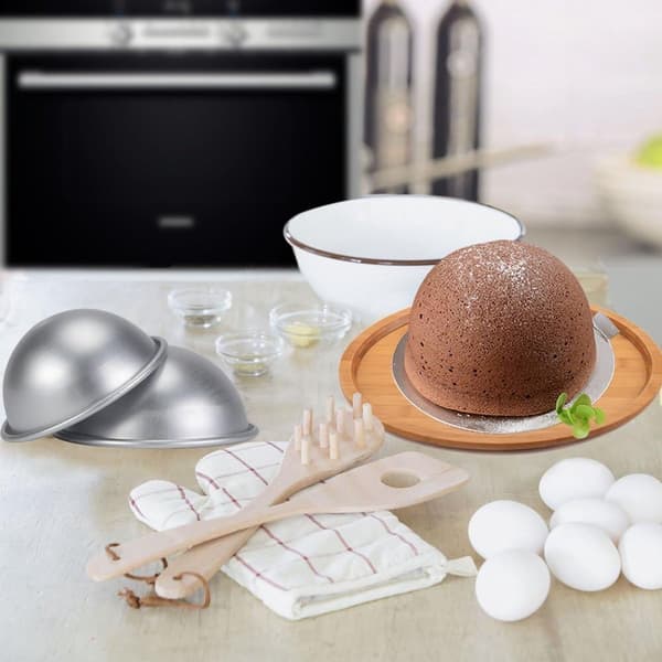 Fdit 8 cm halvklotformad kakform set om 4, anodiserad aluminium halvsfär bakform för tårta, mousse, pudding, silver, för födelsedags- och bröllopsdesserter