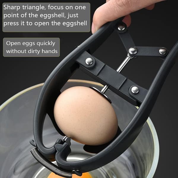 Eggeskallkutter, automatisk eggbryter, eggeskjærer og -separator, svart