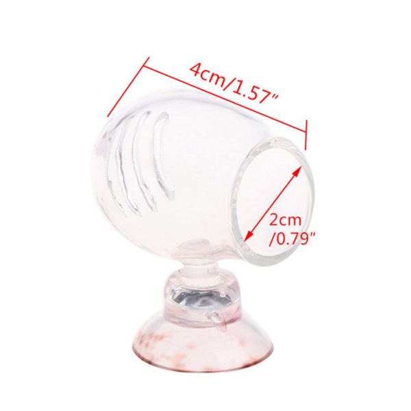 Röd fiskmatare Transparent glas räkor fisktankar Matningskopp med sugkopp Aquatic Planarian Leeches Trap 2*3*4