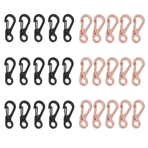 Minilegering Karbinhake Klämma Tiny Spring Snap Hook Karbinhakar Zinklegering Mini Paracord Krok Nyckelring Klaps EDC för nyckelring 30PCS