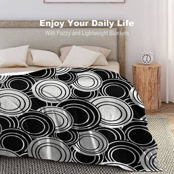Moderne Abstrakt Geometrisk Bølgeformet Sirkel Fleece Teppe Lettvekt Myk Koselig Sofa Stue Heltårs 50x40in 125x100cm