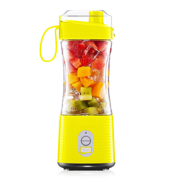 Gul Mini Bærbar Blender, Personlig Størrelse Elektrisk Frugtblanding USB Genopladelig Elektrisk Frugtblanding Juicer Baby Rejse 380ml,6 Blad Blend