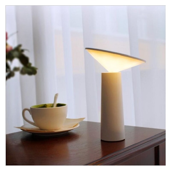 Modern Bordslampa - Trådlös - Dimbar Touchkontroll - 360° Justerbar - USB Uppladdningsbar - Skrivbordslampa för Hem och Kontor - Vit