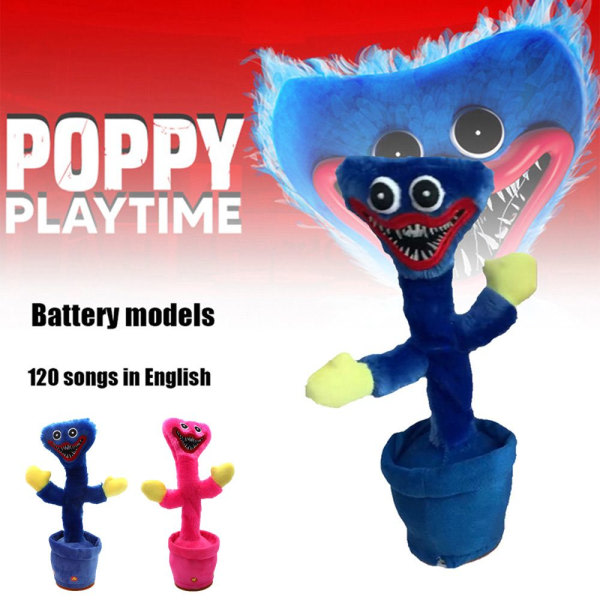 Poppy Playtime Huggy Wuggy Dansande kaktusleksak BLÅ blå blå