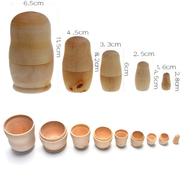 5 kpl/setti maalaamattomat pesivät nuket Puu DIY Aihiot