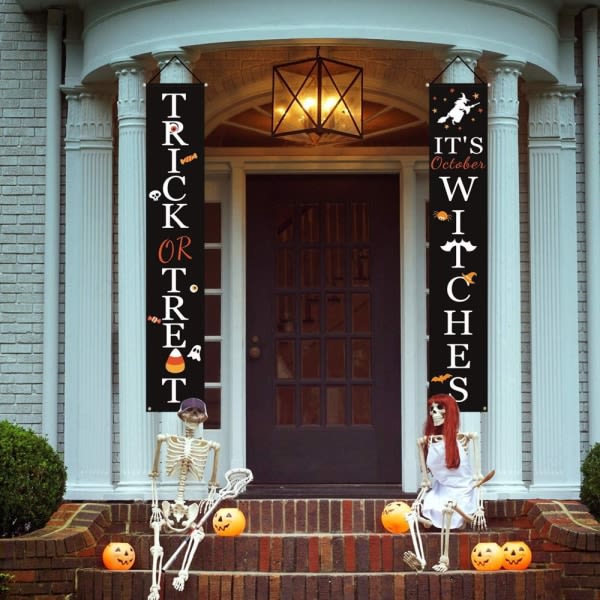 Halloween-dørdekorasjon, veranda-skilt 12,5*70,8 tommer