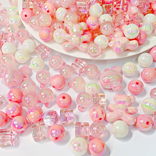 5/10st Akryl Rosa Bjørn Perler Løs Perle Lysende Liten Br A1