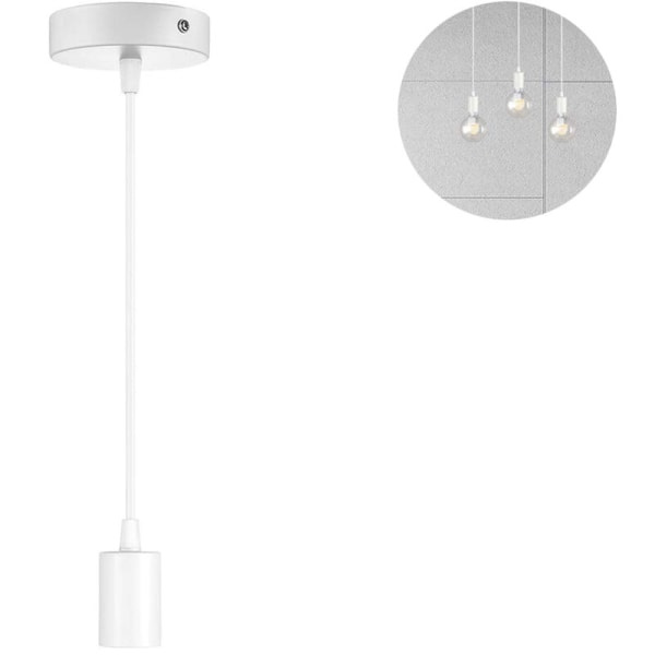 Metallupphängning för lampa, E27-lamphållare med sladd, sladdlampa, pendellampsladd, perfekt för takbelysning, 1,5 m, vit?