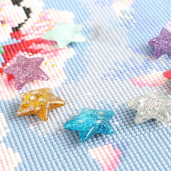 Glitter Star Diamantmålning Skyddshållare Bild för Korsstygn Magnetisk Hållare Lokator för Vuxna DIY Handgjord Konst Cr Silver