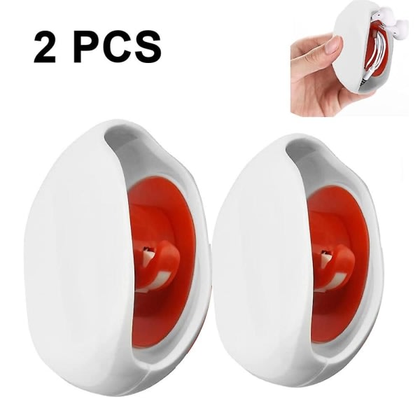2-pack automatisk rullhörlurskabel Sladdlindare Hörlurssladd Organizer til USB-kabel, hörlurskabel (vit)