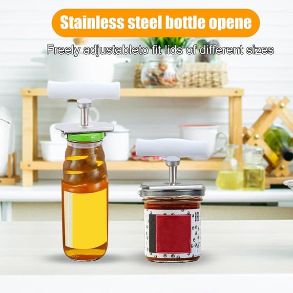 Justerbar Glasåbner, Spiralgear Design i Rustfrit Stål, Passer til 2,5-10 cm Låg, Til Ældre og Gigtramte, 2-pak Hvid