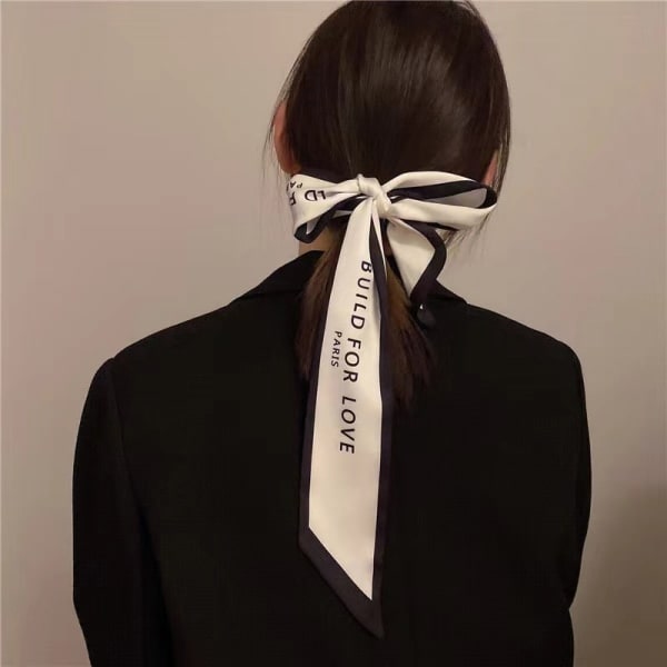 Nytt mode sidenscarf hårband Long Ribbon Bow n Printing Hai A2 one size A2 one size