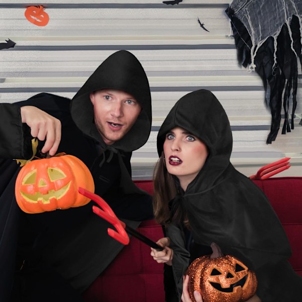 Sort Kappe Props Ridder Kappe Halloween Cosplay Vampyr Jul Fest Fancy Dress Kostume Robe Kappe Til Kvinder Mænd L