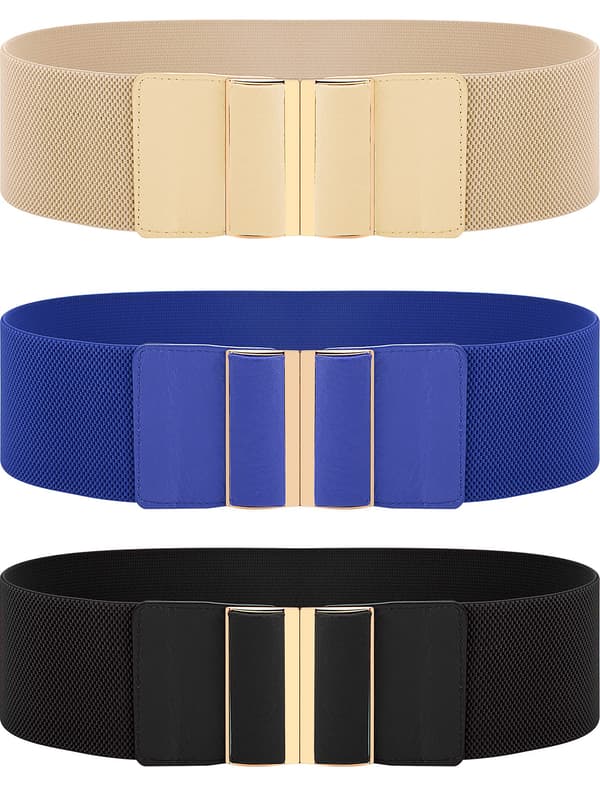 3 stk. dame bredt belte Elastisk midjebelte Stretch Kjole