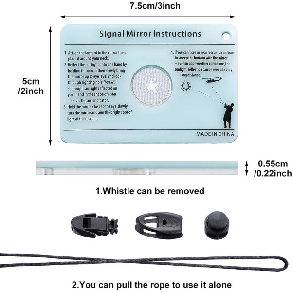 2 stycken reflekterande speglar 2 x 3 tum Sänd fjärrstyrd PFD-speglar utomhusöverlevnadssignal