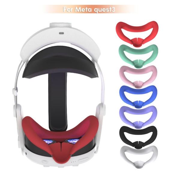 Silikon Cover til Quest3 Headset Ansigtspude Svedtæt Vandafvisende Anti-Snavs Udskiftning VR Pad Sort