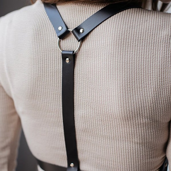 Faux Læder Sele Bælte Kvinder Underkjole Body Bondage Bur Skulptur Sele Black