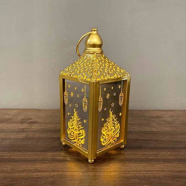 LED Hengelampe Høytidsbelysning Dekorativ Lampe Smijern Nattlys Hvit/Gull Stor Dekorasjon Ny Ramadan -d gold