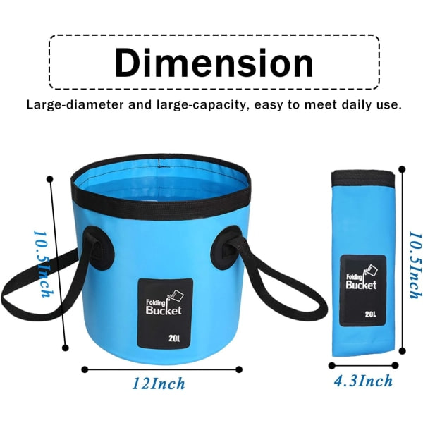 Sammenklappelig spand, 5 gallon spand Multifunktionel bærbar vask Sammenklappelig spand Vandbeholder Fiske spand (blå)