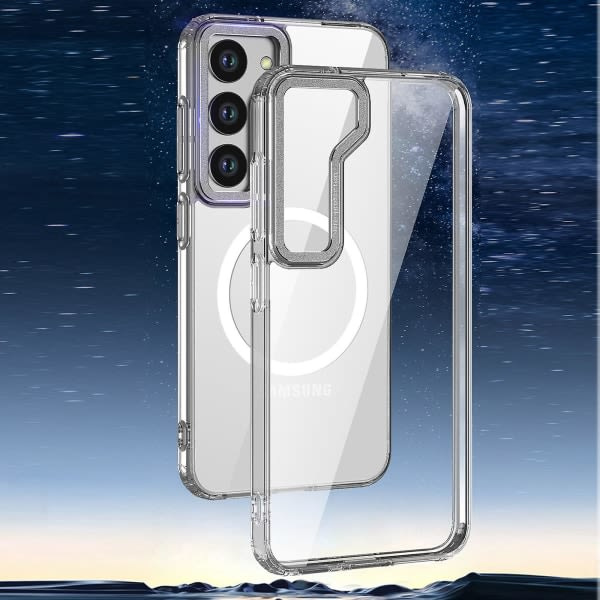 Transparent telefoncover med Magsafe-støtte Klar cover til Samsung Galaxy S23 Ultra Plus 5g Kompatibel med S23 Ultra blå