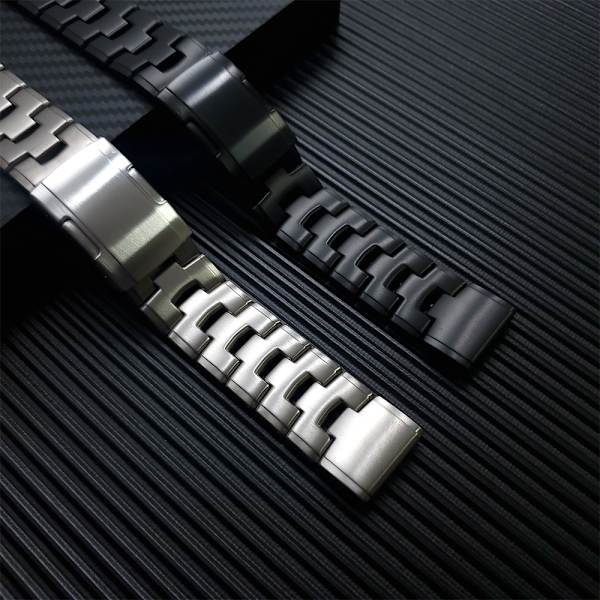 For Garmin Fenix Series Rem Hurtigudløsning Titanium Triple Bead Rem 26mm Silver