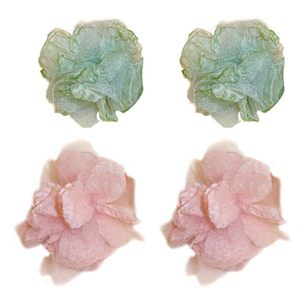 Stof Store Blomstrende Øreringe med Temperament Blomster Øreringe Elegant Bryllups Smykker til Kvinder og Piger Grøn