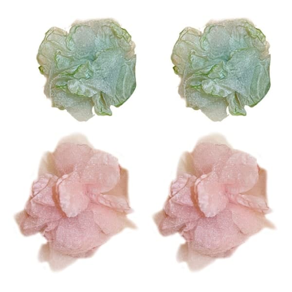 Stoff Store Blomst Ørepynt Temperament Blomster Ørepynt Elegant Bryllup Smykker For Kvinner Og Jenter Grønn