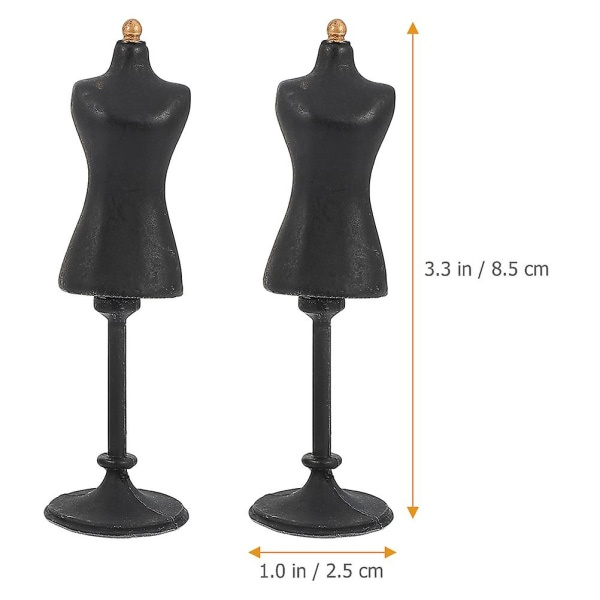 2kpl Miniatyyri Mannekiinidollit Nuken Vaatteiden Näyttöjalusta Tukiteline (8,5X2,5X2,5CM, Musta)