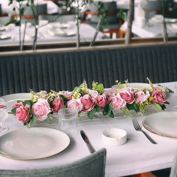 Klar akryl blomstervase rektangulær til spisebord bryllup 22 huller