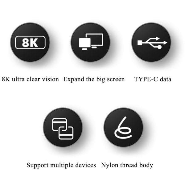 Typ C USB3.1 Hona till DP- Displayport /Mini-DP mDP1.4 Hane 8K Adapter Converter Kabel HUB 18cm/7.1in