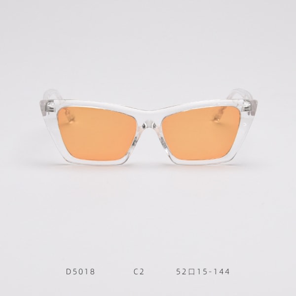 GroupM Cat Eye Solglasögon Europeisk og amerikansk modus polarisert solglasögon damer og retrostil herrsolglasögon (klar vit orange lins C2)