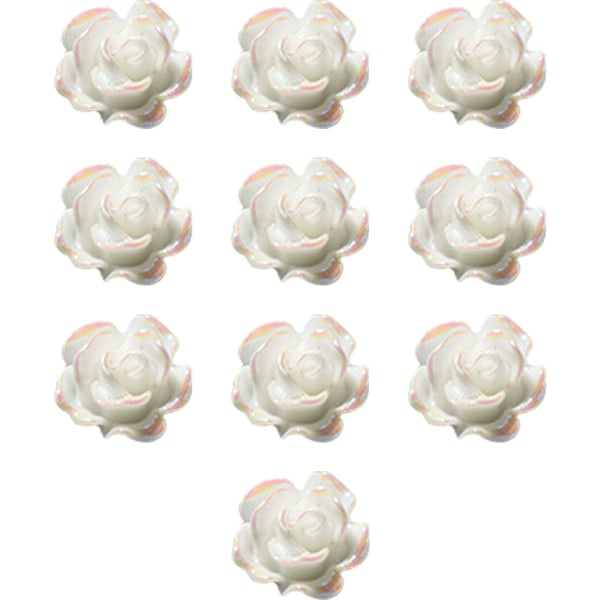 CDQ Nagelkonst 3D Harts Vit Rosblomma Design Aurora Kronblad Nagelform9