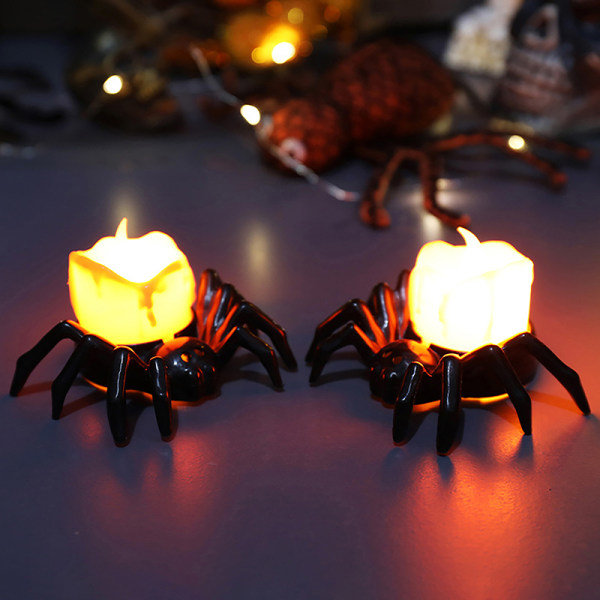1/3ST Halloween-kurpitsalyhdyt Spider LED elektroninen valo Musta 3 kpl Black 3Pcs