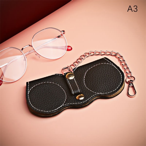 Bärbar mjukt läder Snap Case Eye Box Förvaring Lättwe Black A3 Black A3