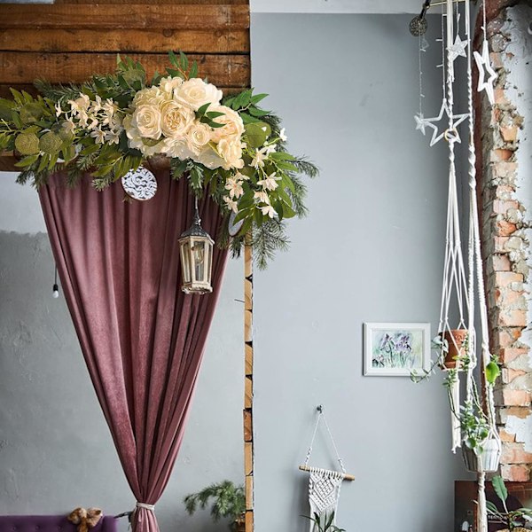 Kunstig Peony Blomsterkrans for Bryllup, Midtpunkter og Borddekorasjoner Pink