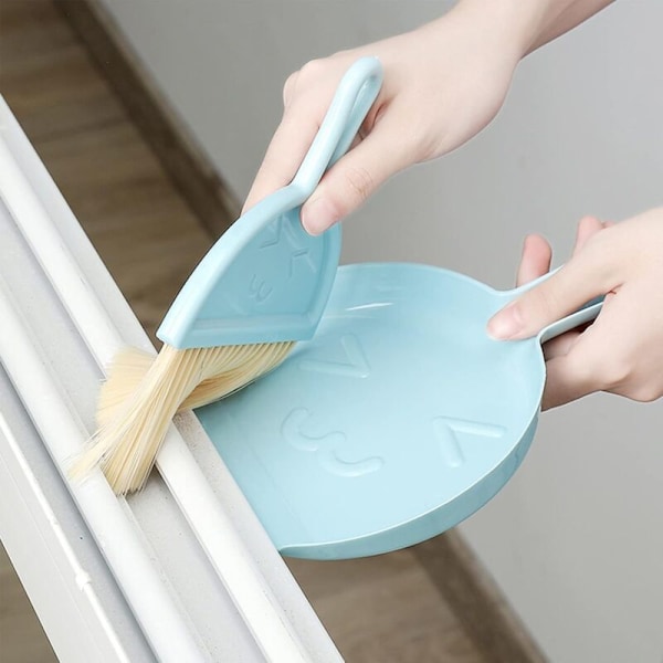 Mini sopskyffel och borste set plast för dammuppsamlare i vitt