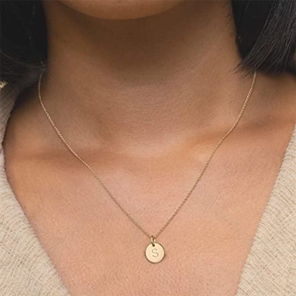 Justerbart Snyggt Initialhänge Halsband Bokstav Guldkedja Halsband Mode Disk Halsband Handgjord Gåva för Par null - C