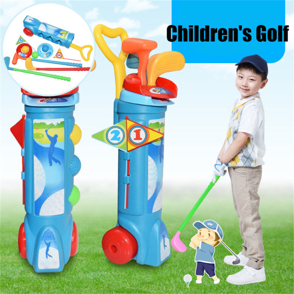 Golf Pro Sæt Børnelegetøj Småbørn Golfkøller Flag Træningsbolde Indendørs sport