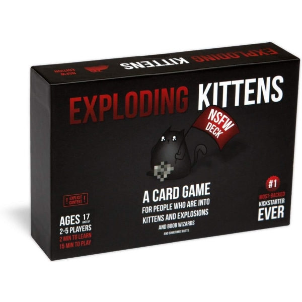 Exploding Kittens NSFW - AIKUISILLE tarkoitettu venäläinen ruletti korttipeli, juomapeli aikuisille - korttipeli aikuisille ja teineille - 2-5 pelaajaa, musta