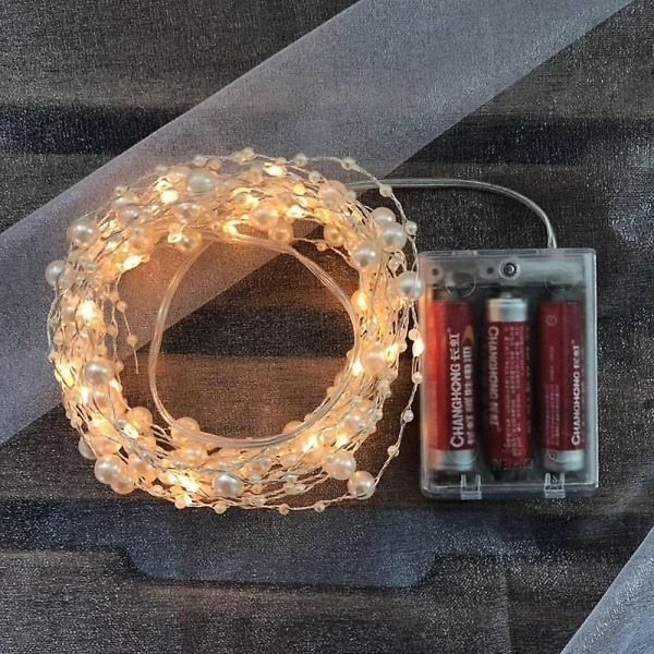 5m 50LEDs Pärltråds Kopparsträngljus Batteridriven Fe