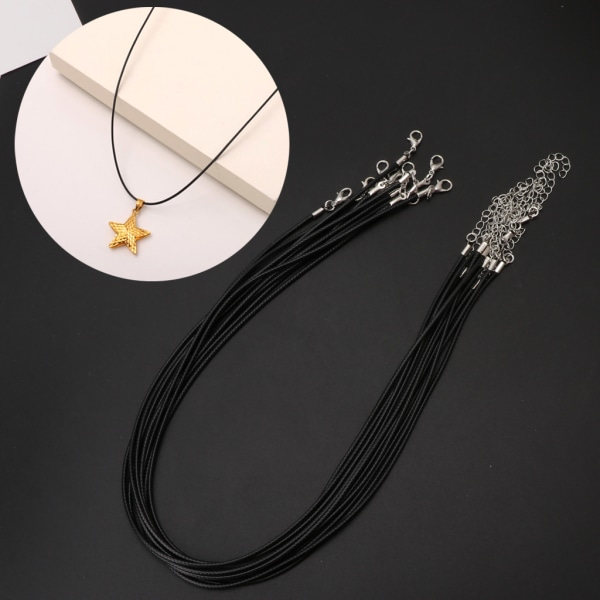 10 st/set Smycken Svart Silke Rep Snöre Halsband Kedja Läder Halsband Rep Kedja 2mm 2in Förlängningskedja för Flickor