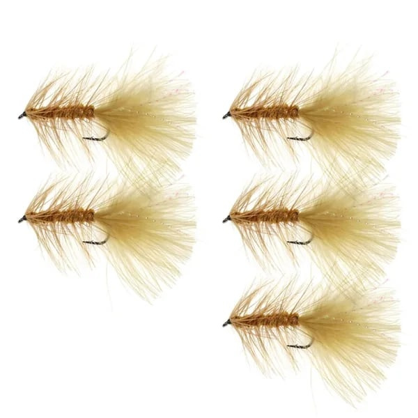 Fisk brun 5 stycken biomimetiske bete fluffige insekter