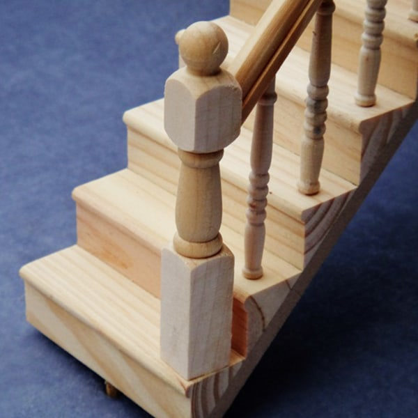 1:12 Dockhus Miniatyr Handräcke Trappor Träscen Vanliga Trappmodeller null - 1