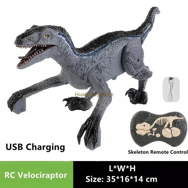 RC Dinosaurie Lekefigur Blå Velociraptor Fjernkontroll Dinosaurie Lekefigurer for Gutter Jurassic World Raptor Dinozauriepresenter for Barn A1-Grønn