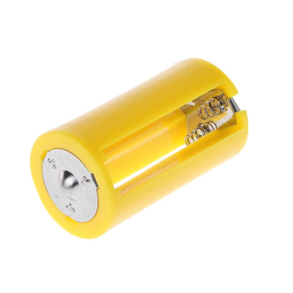 Batteriadapterkonverter Størrelse for 3 AA-batterier til en D-batteriadapter for etui-konvertering Bytter End Caps Tilbehør Gul