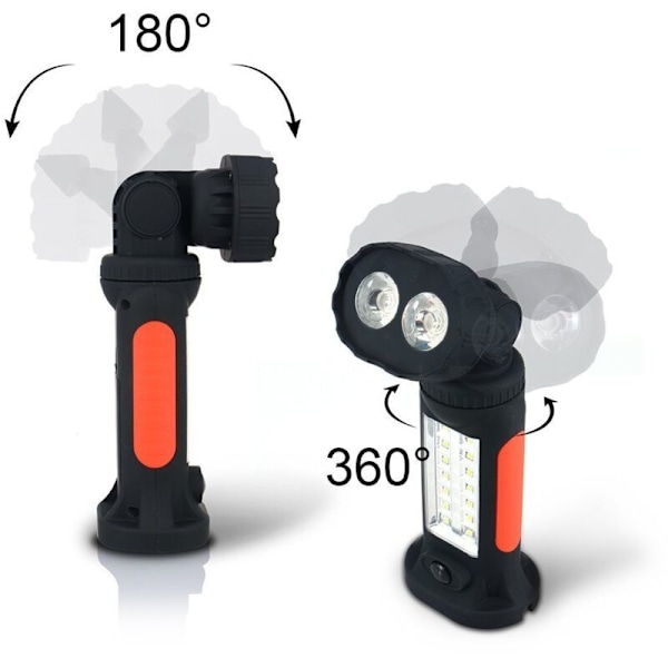 14+2 LED-retkeilyvalaisin, handsfree-työvalaisin koukulla ja magneettijalustalla, taskulamppu autoon, autotalliin, hätätilanteisiin, korjaamoon 7284
