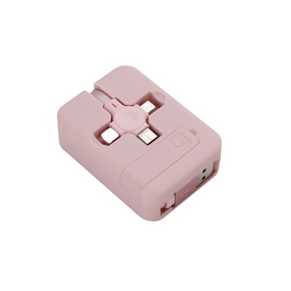 4-i-1 Retraktil USB Typ C Micro USB -kabel för iPhone-laddare Rosa A