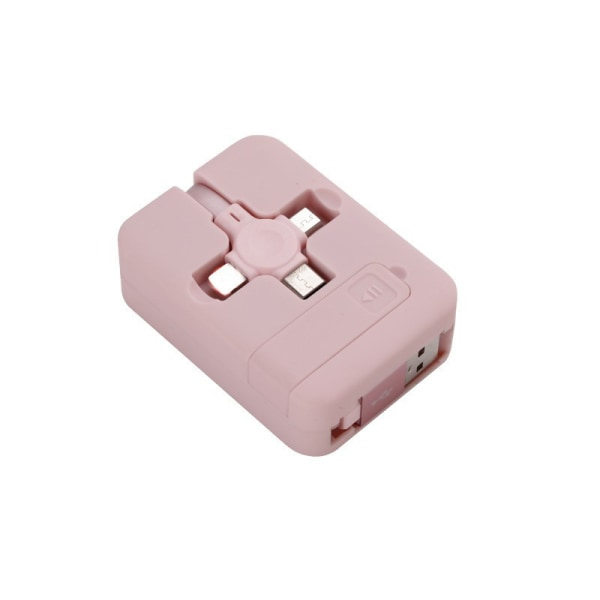 4-i-1 Trækkelig USB Type C Micro USB -kabel til iPhone-oplader Pink A
